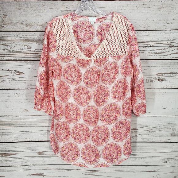 Calypso St. Barth for Target Women's 100%Silk Medallion Print Blouse Size XL - Picture 1 of 10